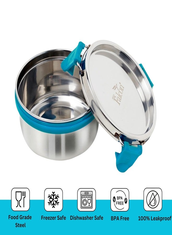 PDDFALCON Stainless Steel EcoNxt Lunch Box (Set of 2 Olive Turkish Blue - 800ml), with BIS Certified, Jindal Seal & Made in India Lunch Box - Image 4